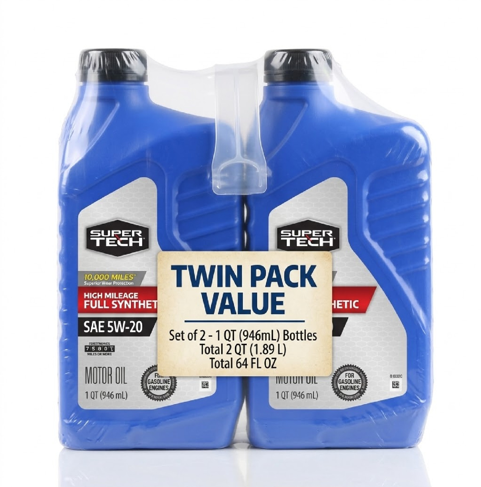 2 PK Super Tech Full Synthetic Motor Oil 5W-20 1 Qt High Mileage