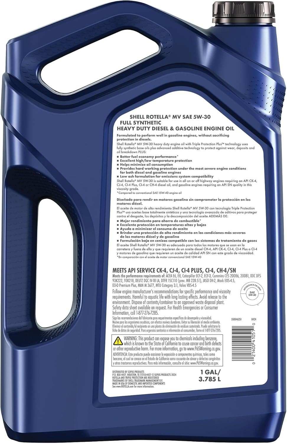 Shell Rotella MV Multi-Vehicle Full Synthetic 5W-30 Diesel Engine Oil – 3 Pack