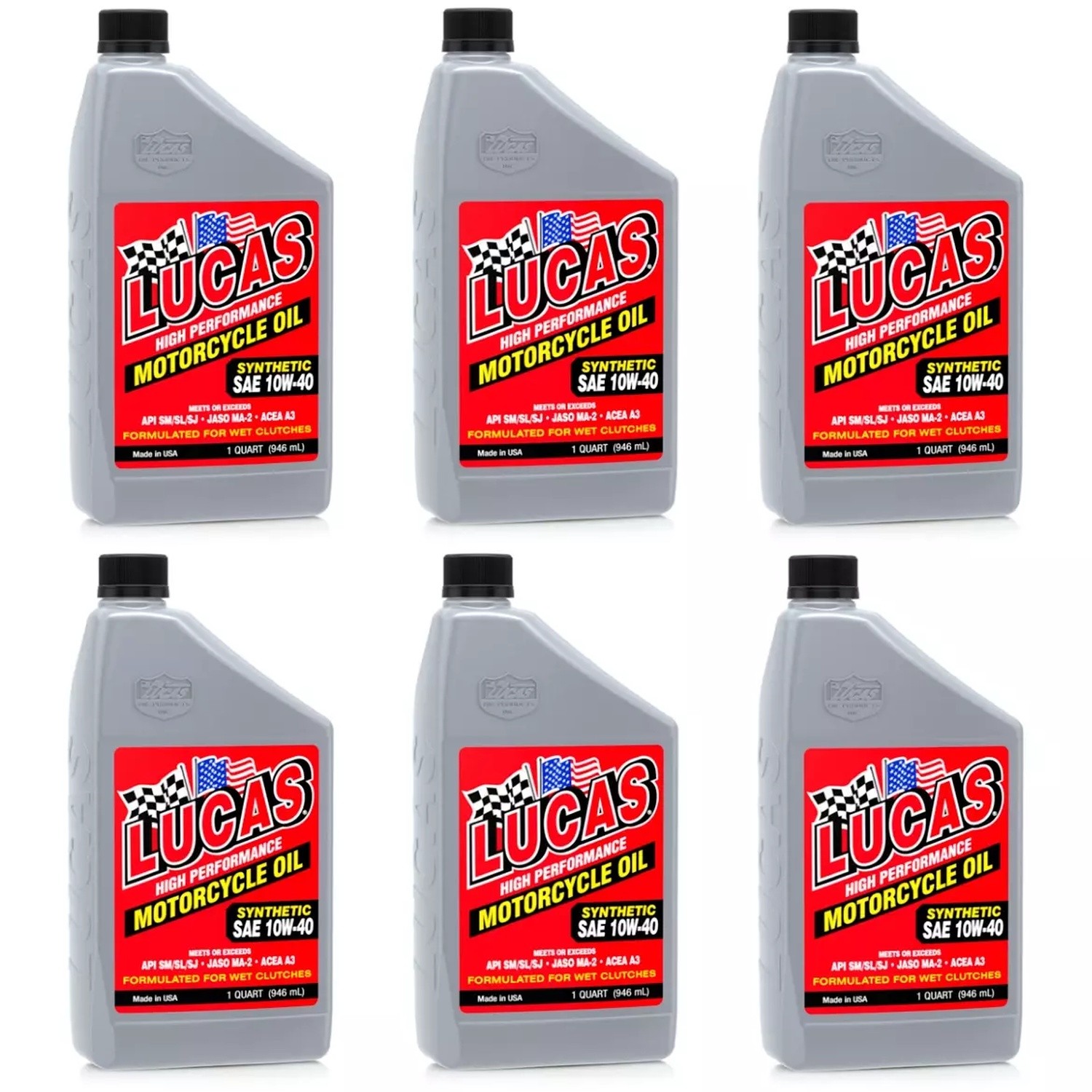 Lucas Oil 10793, 10W40 Synthetic Motor Oil 1 qt Set of 6