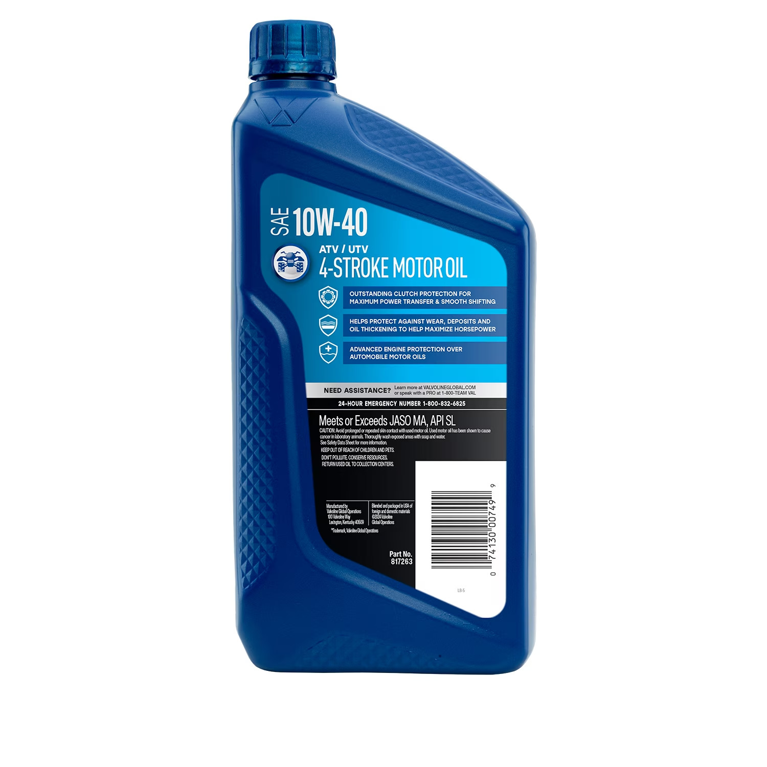Valvoline 4 Quarts 4-Stroke ATV/UTV SAE 10W-40 Motor Oil 817263 4 x 1qt