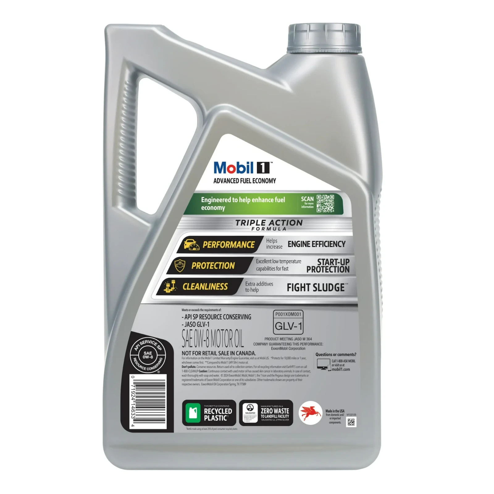 Mobil 1 Advanced Fuel Economy Full Synthetic Motor Oil 0W-8 5 Qt Full Synthetic