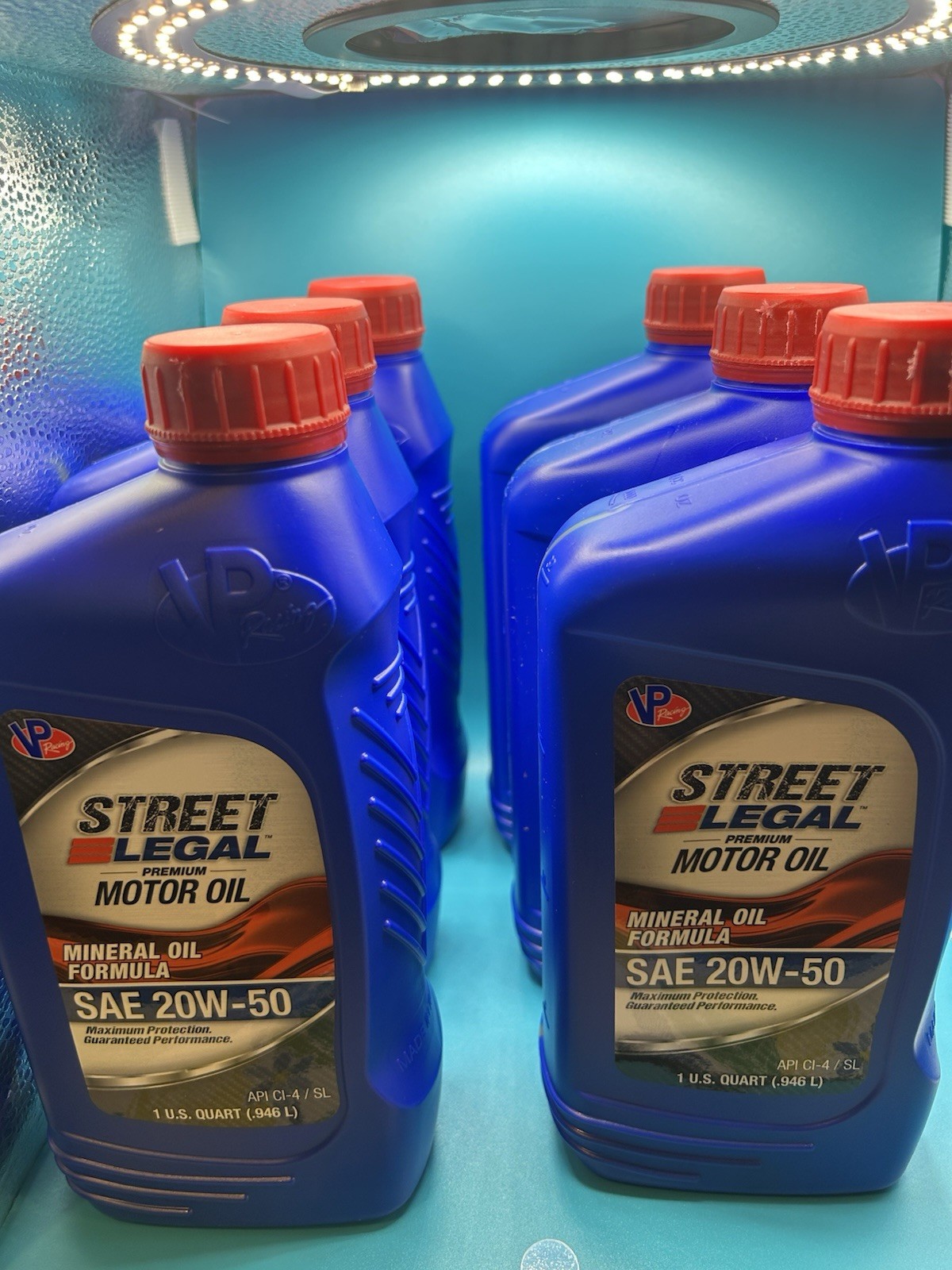 6 Quarts VP Racing Oil VP 20W50 HI-Performance Street Legal Mineral Syn-blend