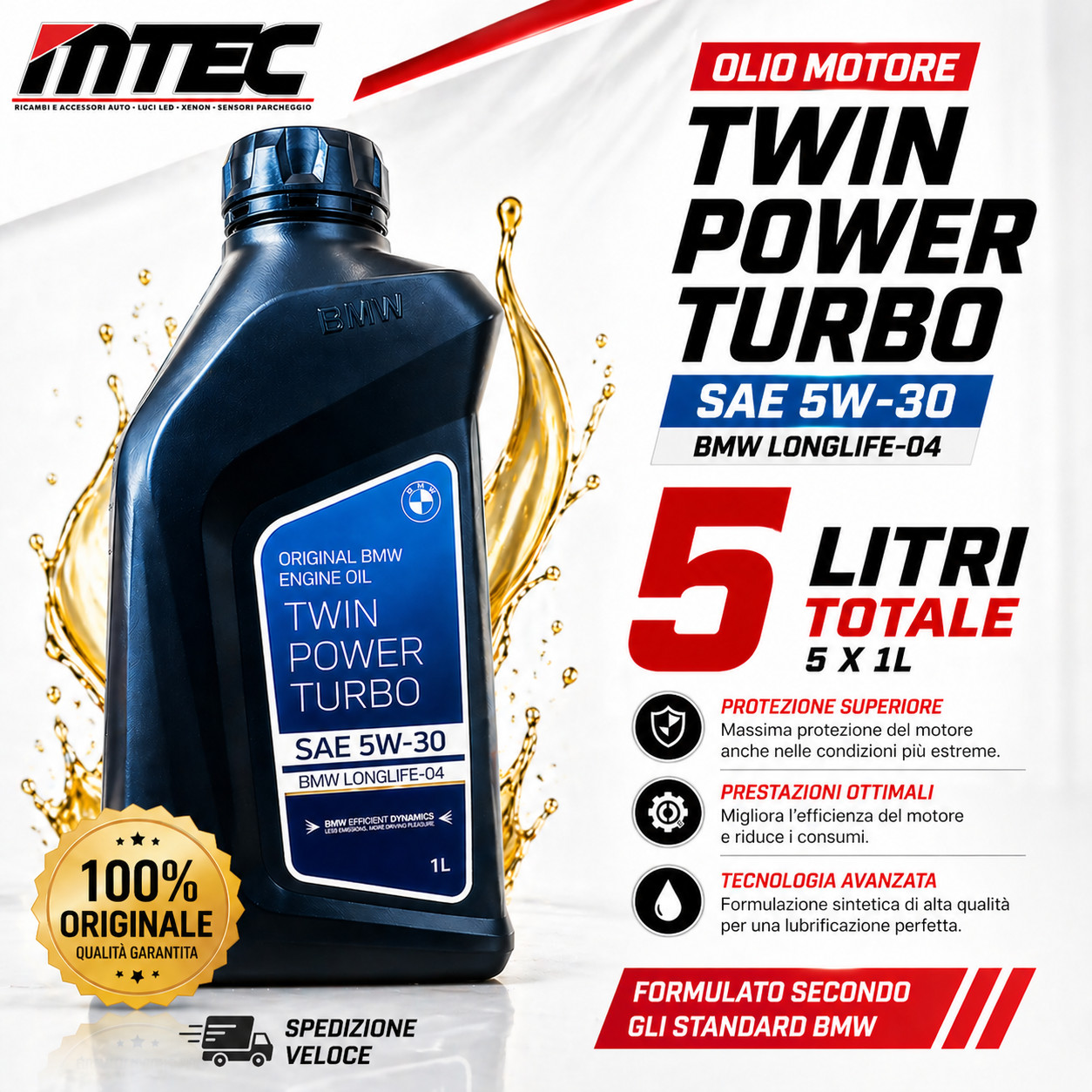 5 LITER ENGINE OIL CAR BMW 5w-30 TWIN POWER TURBO LONG-LIFE 04