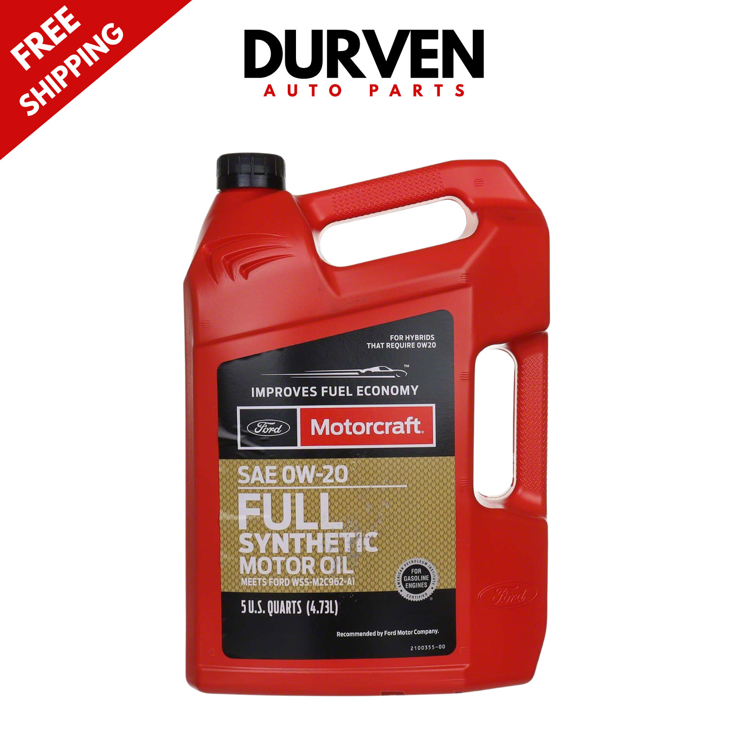 Motorcraft SAE 0W-20 Full Synthetic Motor Oil for Ford XO0W20-Q1SP (5 Quarts)