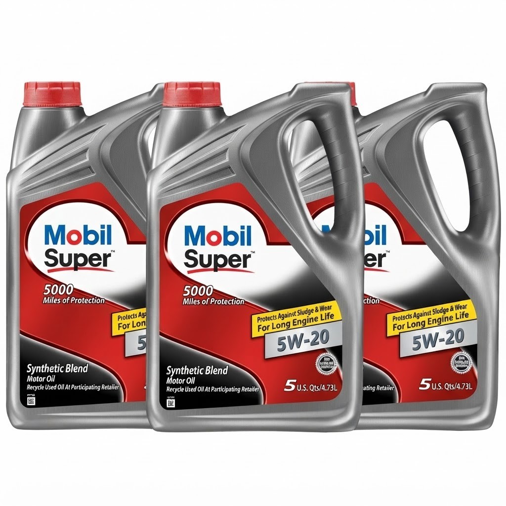 3 PACK-MOBIL 124408 Super 5W-20; Mobil Super; Synthetic Blend; SAE 5W-20;5 Quart