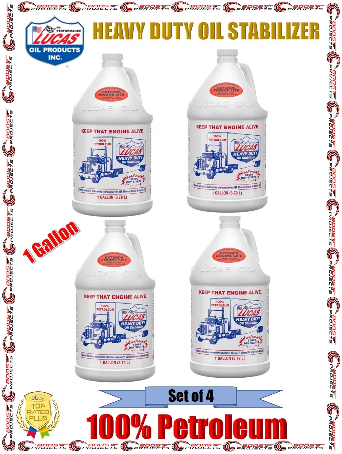 Lucas Pure Petroleum Multi-Use Heavy Duty Oil Stabilizer 1 Gal Set of 4 10002