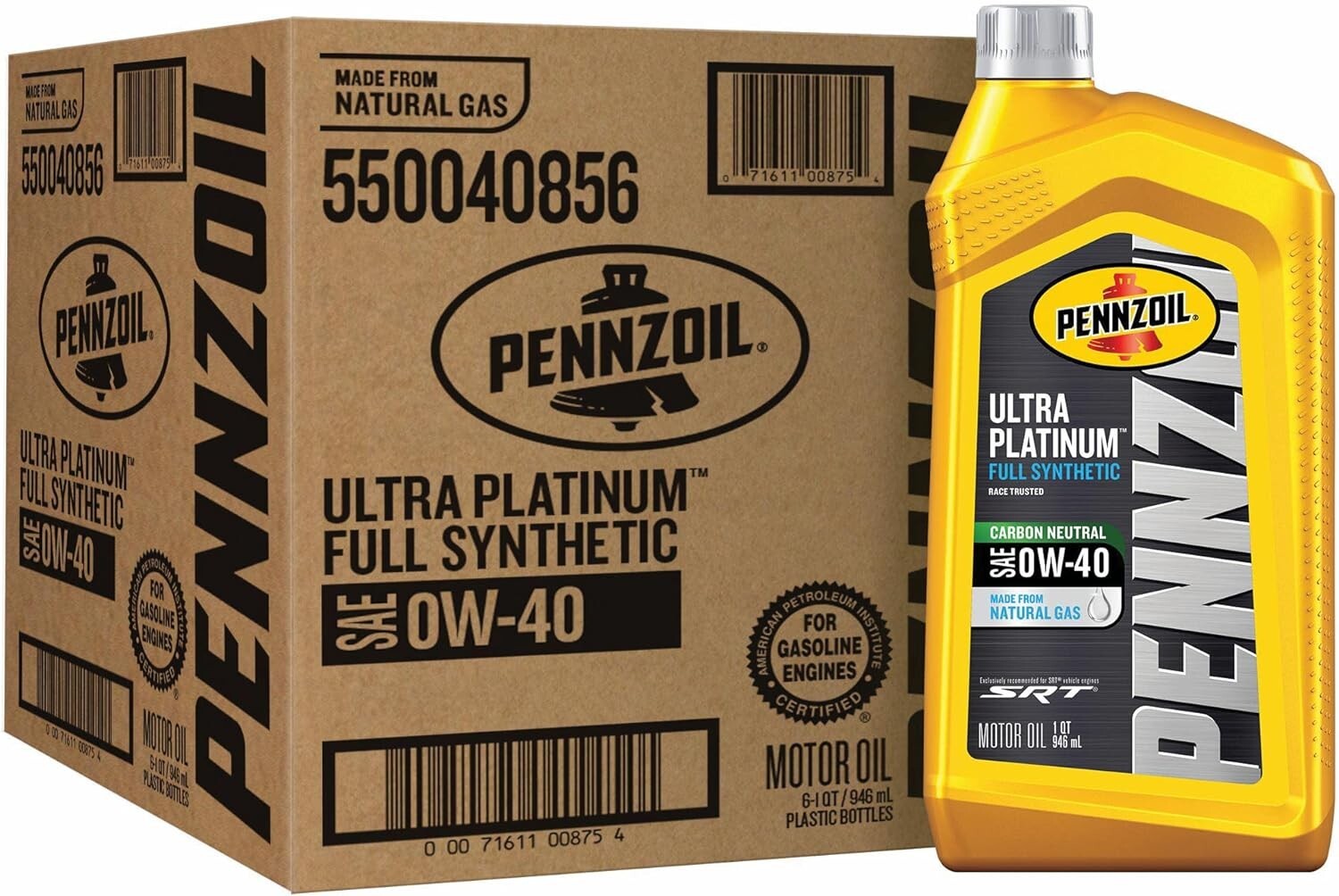 Pennzoil Ultra Platinum Full Synthetic 0W-40 Motor Oil (1 Quart, Case of 6)