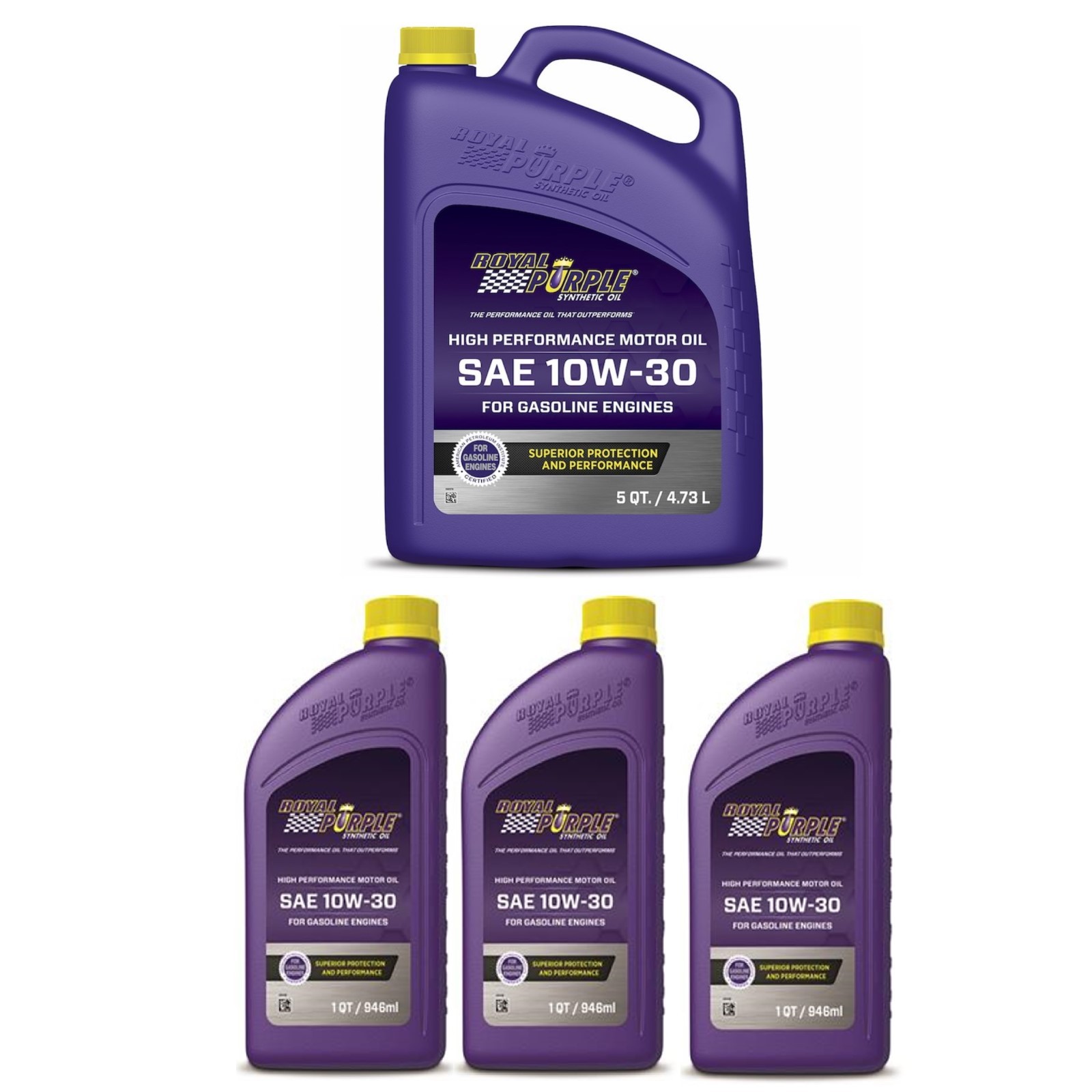 Royal Purple Multi-Grade 10W-30 Performance Motor Oil 5 Qt. Jug & 3 Qt. Bottles