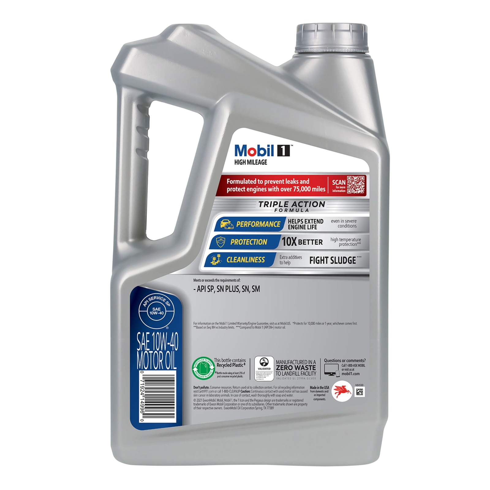 Mobil 1 High Mileage Full Synthetic Motor Oil 10W-40, 5 Quart Mobil 1 Motor Oil