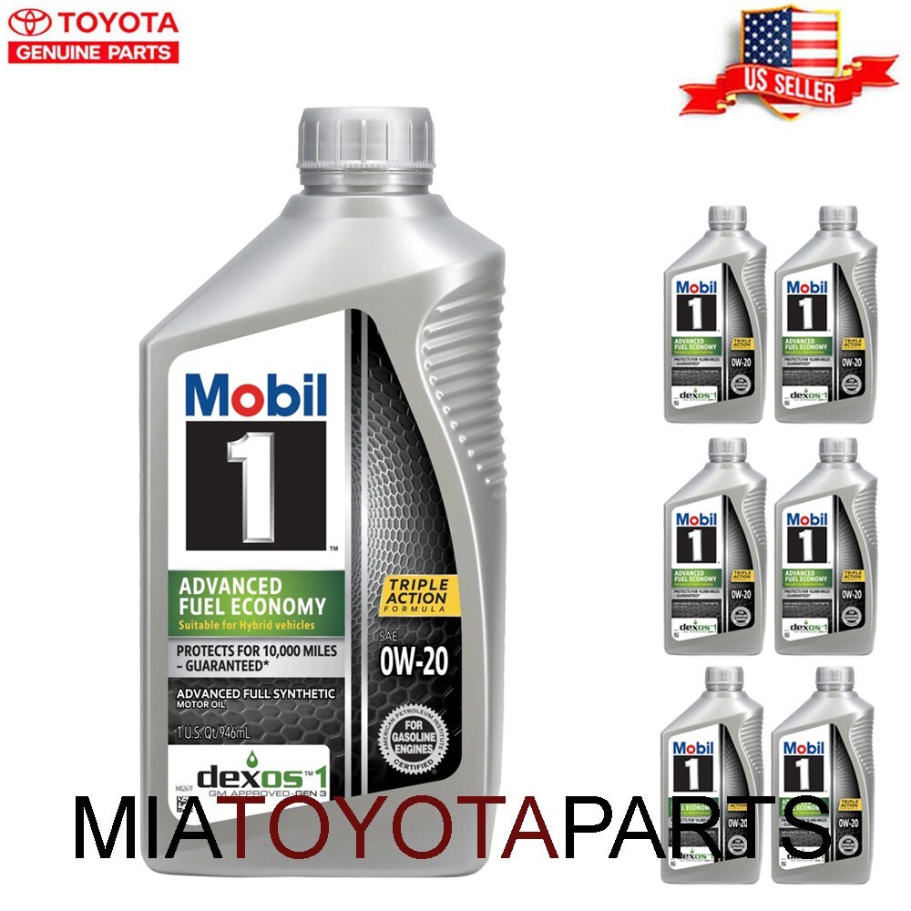 6 Quarts Mobil 1 OW-20 Advanced Fuel Economy Motor Oil Fully Synthetic Gasoline