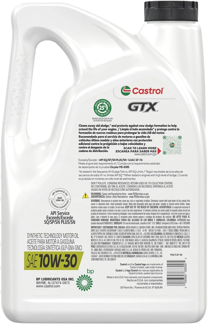 5 Quarts of GTX 10W-30 Oil – Universal Fit for Cars, Advanced Engine Protection