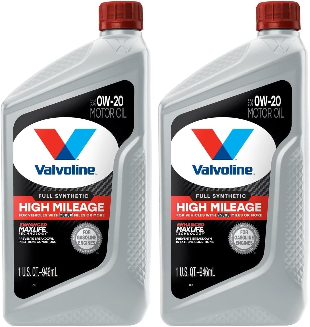 Full Synthetic High Mileage SAE 0W-20 Motor Oil | Pack of 2 QT Bottles