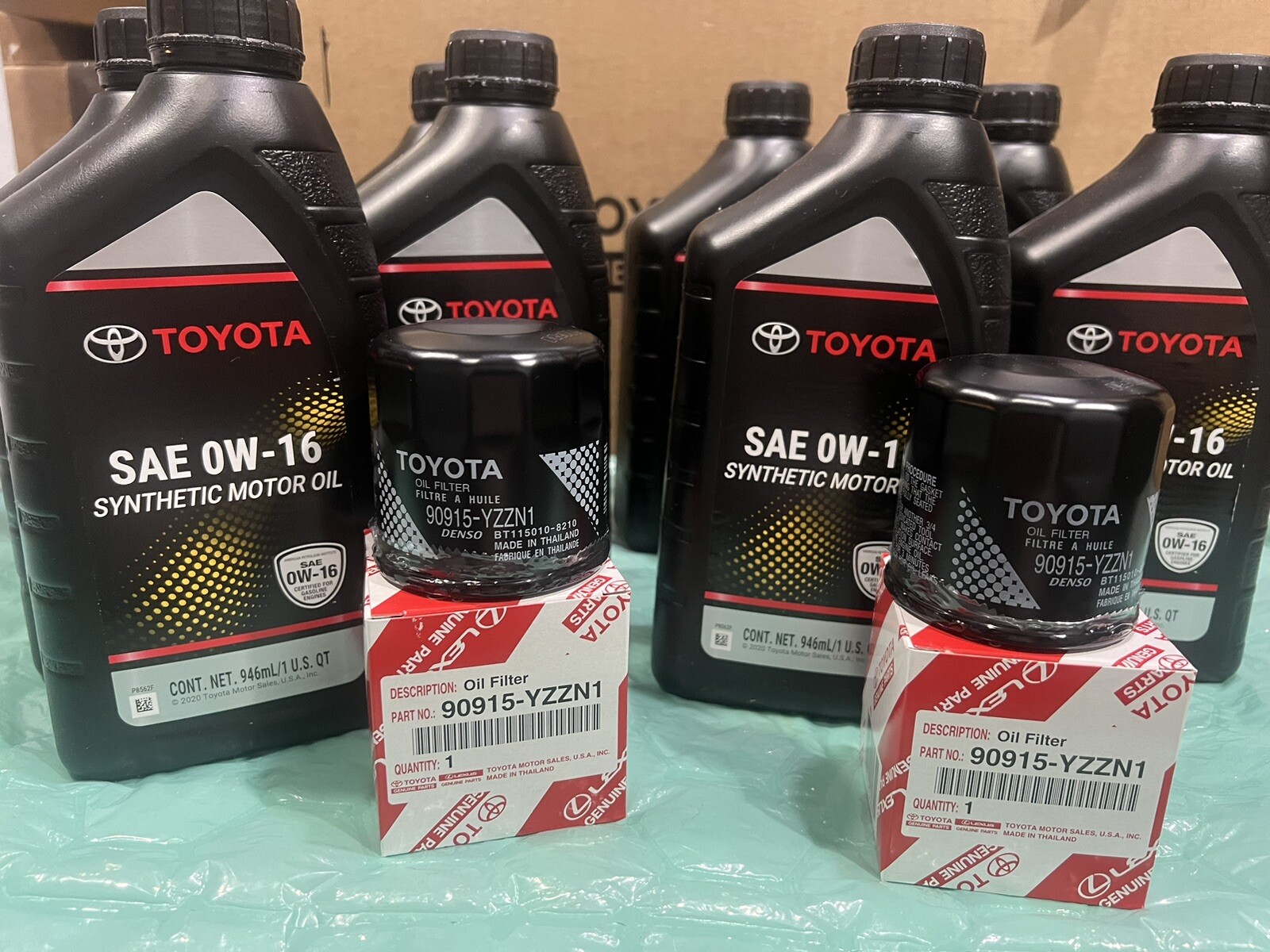 2 Sets Synthetic Motor Oil SAE 0W-16 Fit Toyota/Lexus 10 Qts With 2 Oil Filter