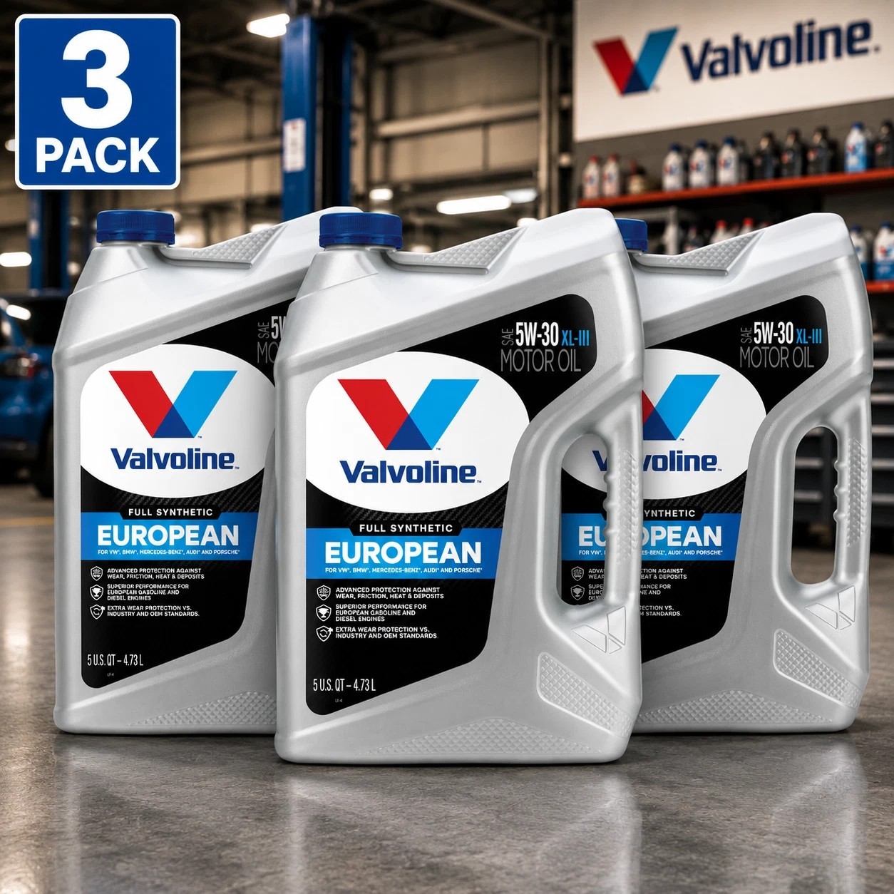 VALVOLINE 881167 European Vehicle Full Synthetic XL-III SAE 5W-30; Easy Pour 5Qt