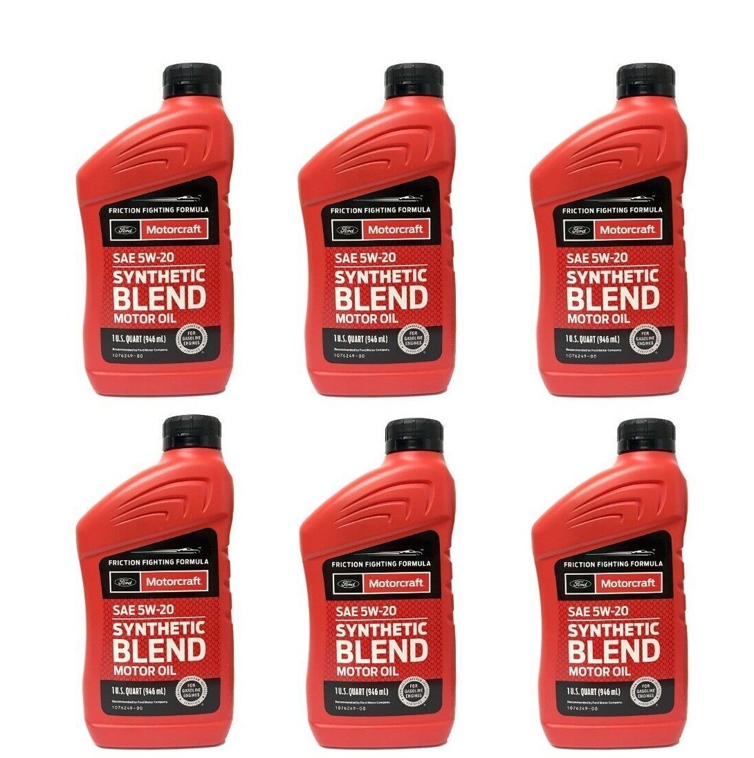 Motorcraft SAE 5W20 Synthetic Blend Motor Oil 6 Quarts Ford Oil Change OEM