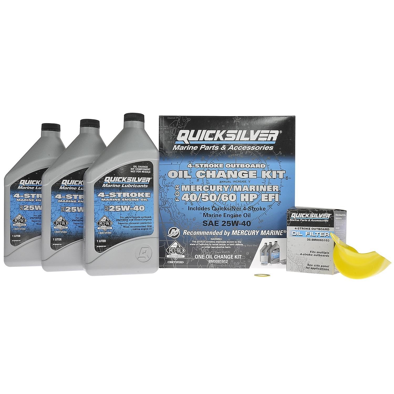 Quicksilver 25W-40 Oil Change Kit for 4-Stroke 40hp, Unspecified, Unspecified