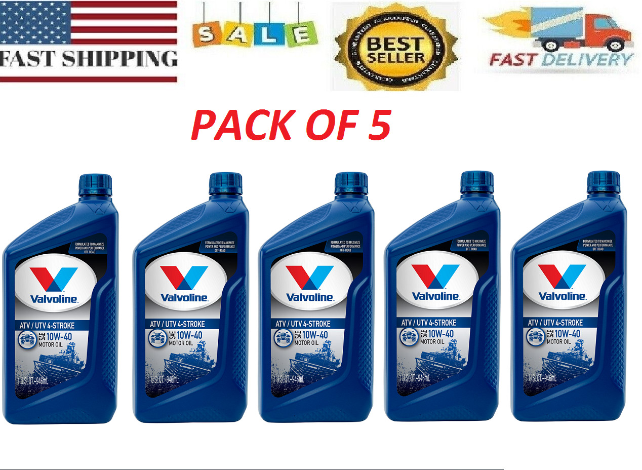 5 Pack – Valvoline 4-Stroke ATV/UTV SAE 10W-40 Motor Oil, 1 Quart