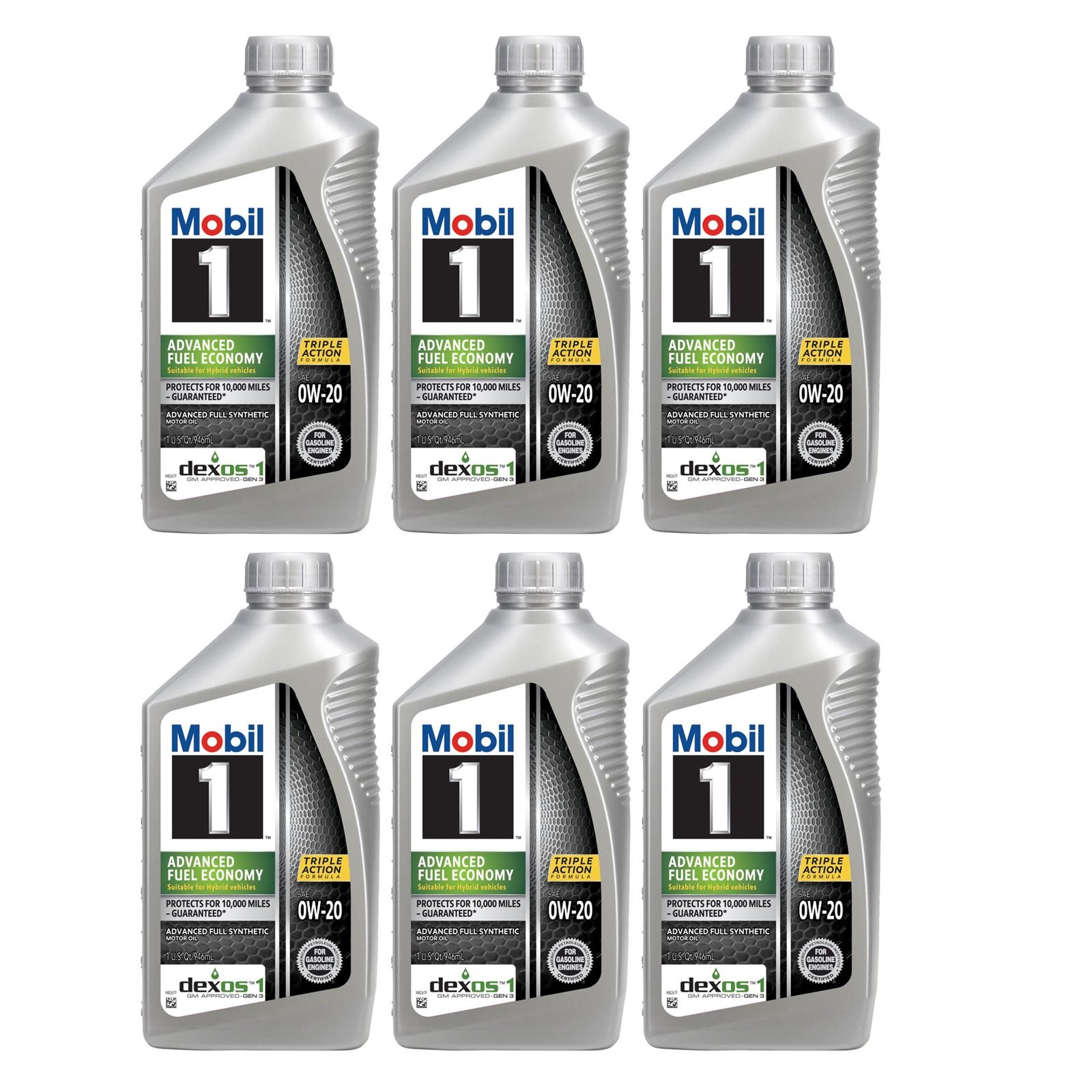 Mobil 124184 Advanced Fuel Economy Full Synthetic Engine Oil 0W20 1qt Case of 6