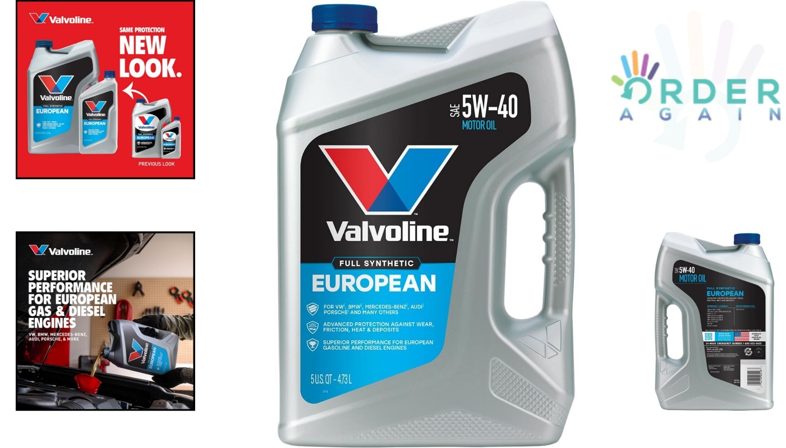 European Vehicle Full Synthetic SAE 5W-40 Motor Oil 5 Qt High-Performance Gen…