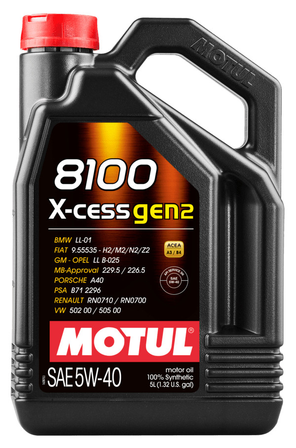 5 LT CAR ENGINE OIL 8100 X-cess GEN2 5W-40 MOTUL 100% SYNTHETIC ACEA A3/B4