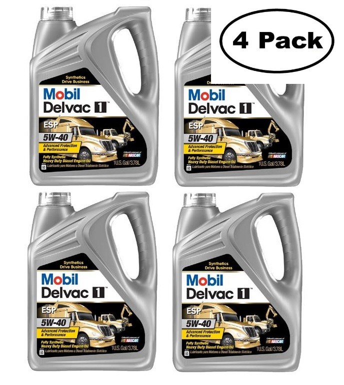 Mobil 112825-4PK Delvac 1 ESP 5W-40 Motor Oil 1 Gallon – Pack of 4