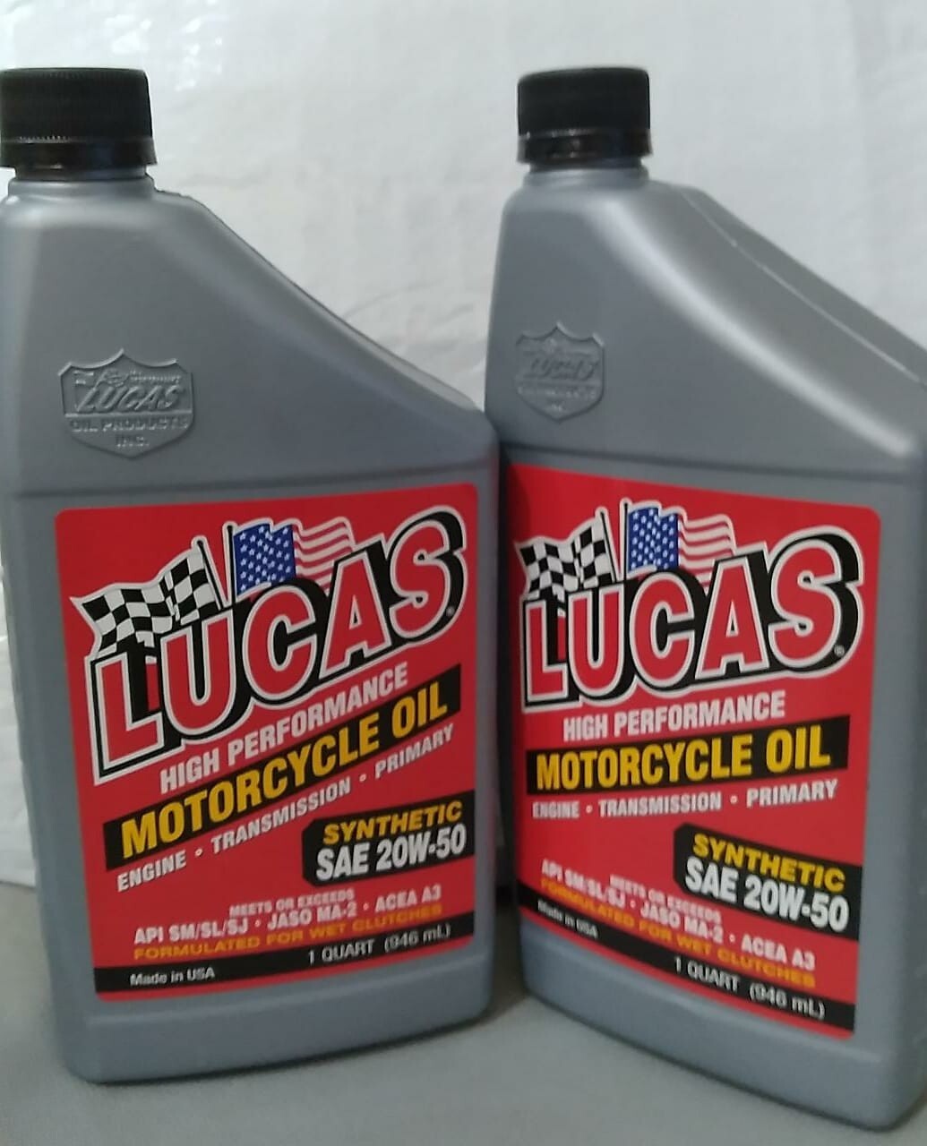 LUCAS OIL MOTORCYCLE SAE20W-50 1 QT ~ Lot of 2