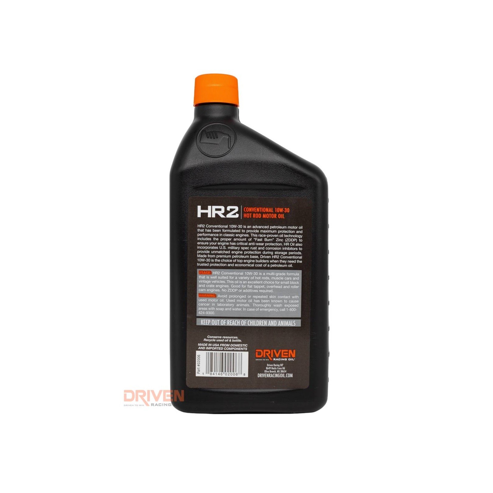 Driven Racing Oil HR2 10W-30 Conventional Hot Rod Motor Oil 1 Quart Pack of 6