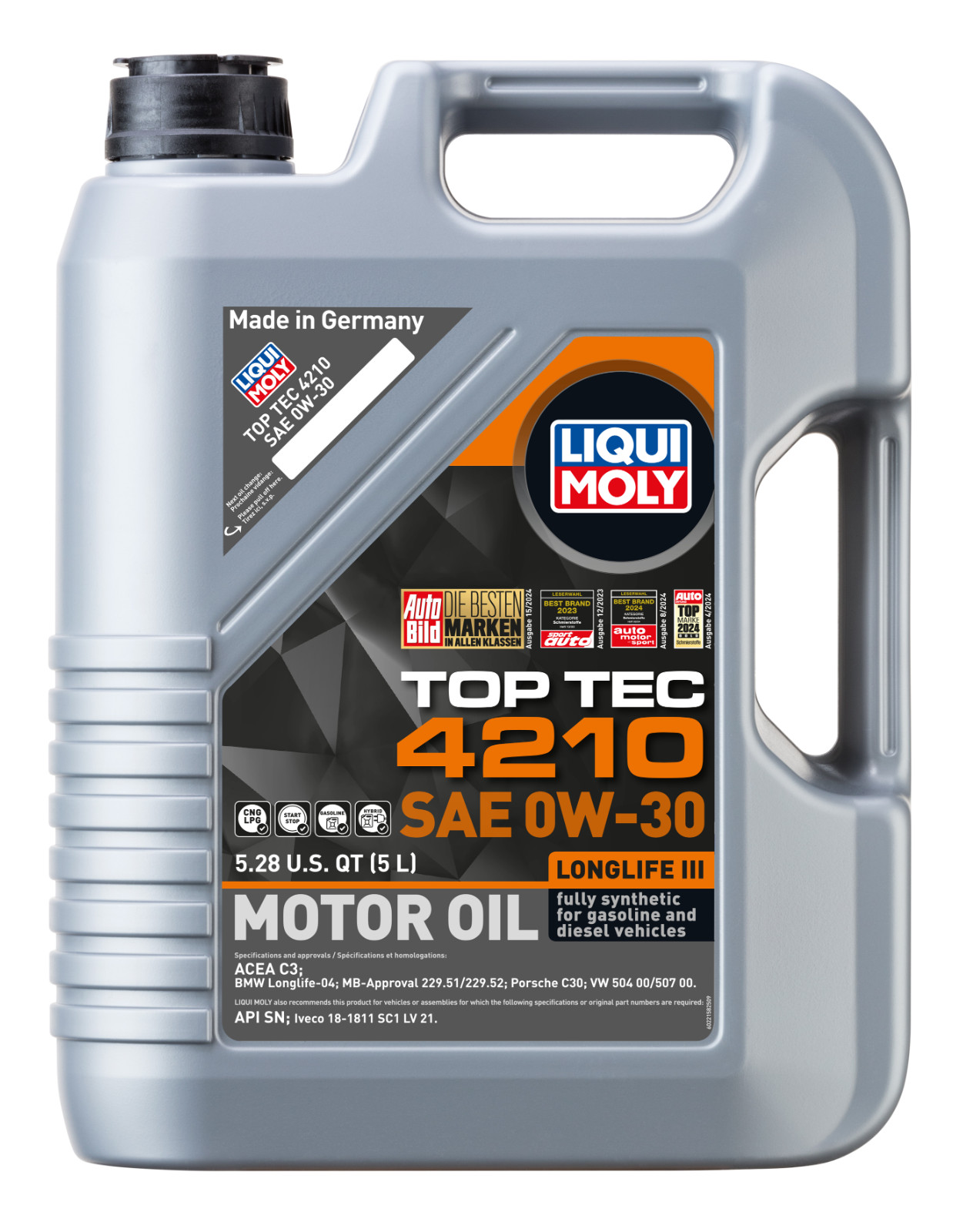 Liqui Moly 0W-30 5L 4210 Top Tec Full Synthetic Motor Oil 22158