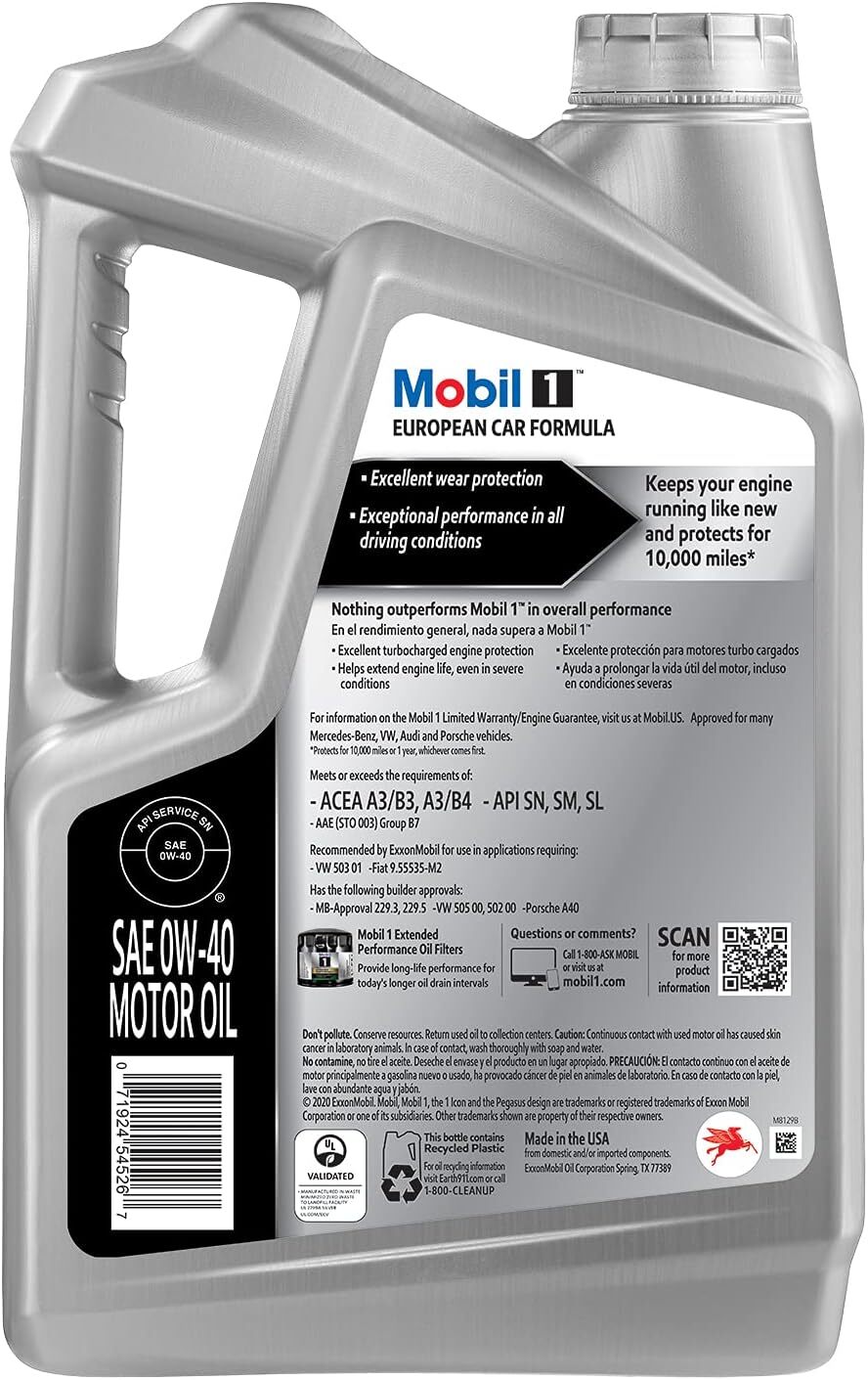 2 PACK Mobil 1 0W-40 Advanced Full Synthetic Motor Oil 5 qt European Formula NEW