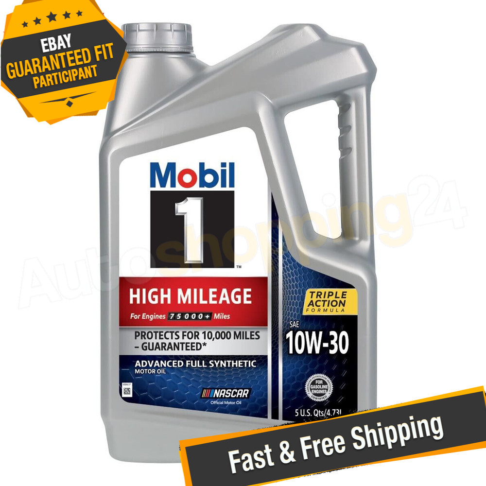 Mobil 1 120770 High Mileage 10W-30 Motor Oil, 5 Quarts – Case of 3