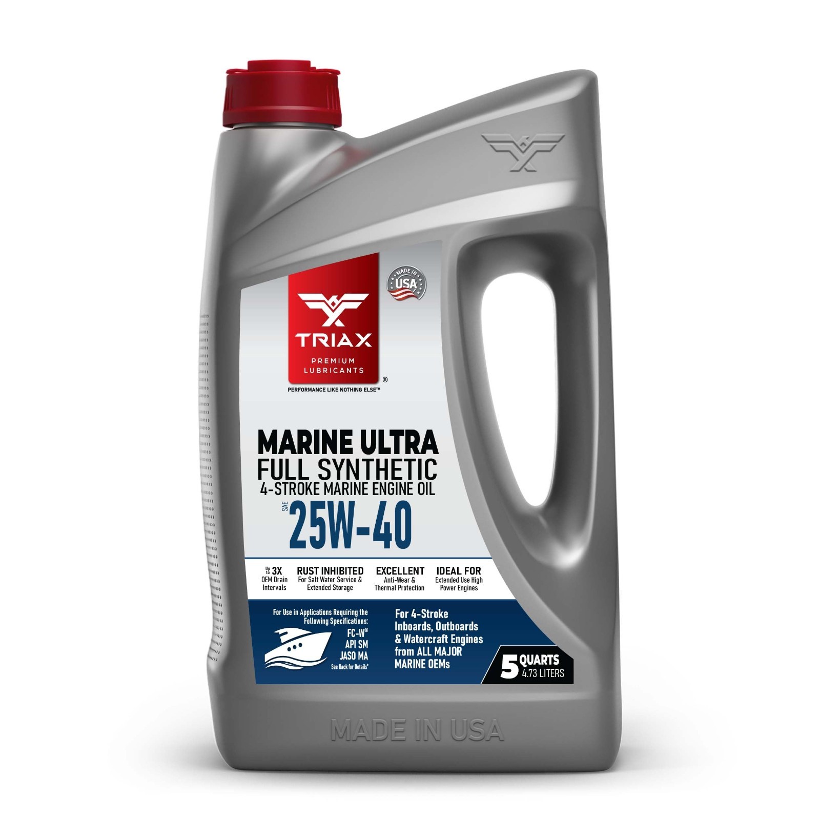 Full Synthetic 25W-40 Marine Engine Oil for Inboard, Outboard & PWC – 5 Quart