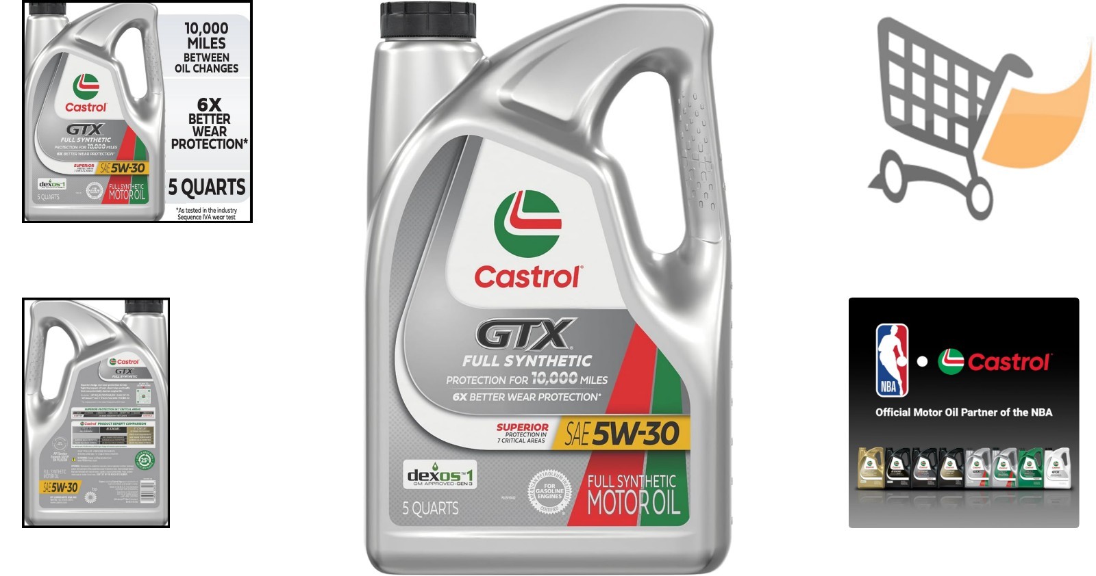 Full Synthetic Motor Oil 5W-30 5 Quarts Car Truck Engine Protection