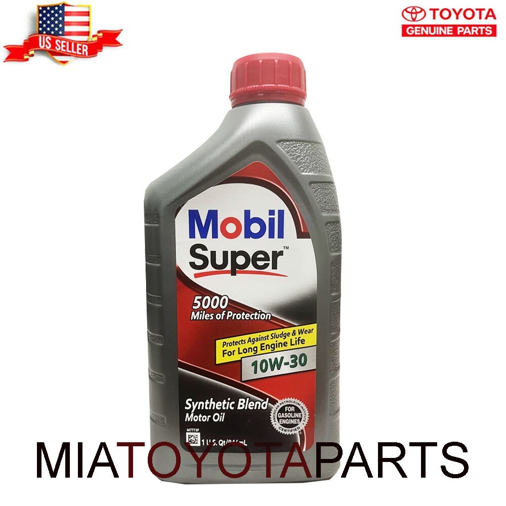 6 Quarts Genuine Mobil Super Mob 10W-30 Synthetic Blend Motor Oil 124403