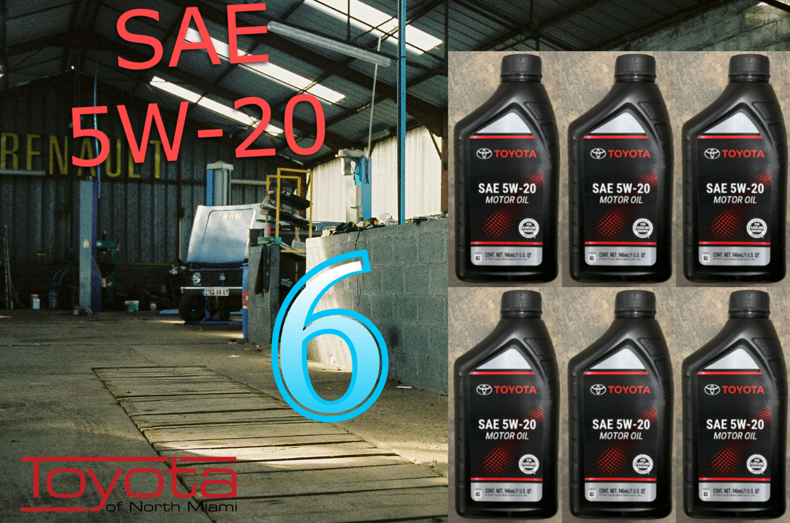 Toyota Motor Oil 5W20 Case of 6 Quarts