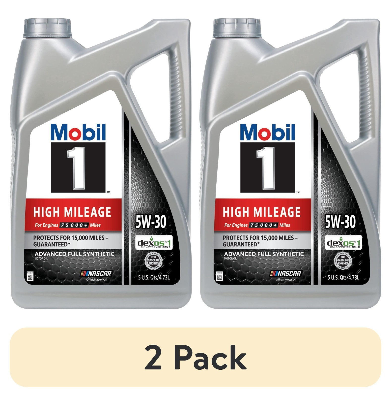 (2 pack) Mobil 1 High Mileage Full Synthetic Motor Oil 5W-30, 5 Quart