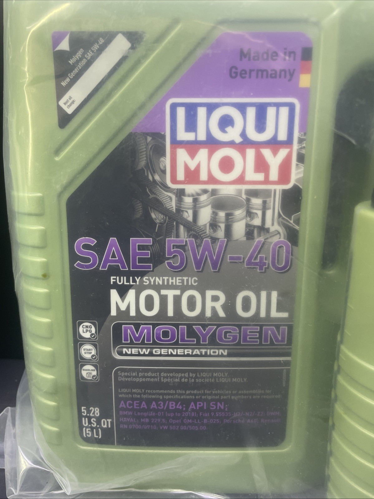 NEW SEALED LiquiMoly MOLYGEN Fully Synthetic Motor Oil SAE 5W-40 6 Liters Quarts