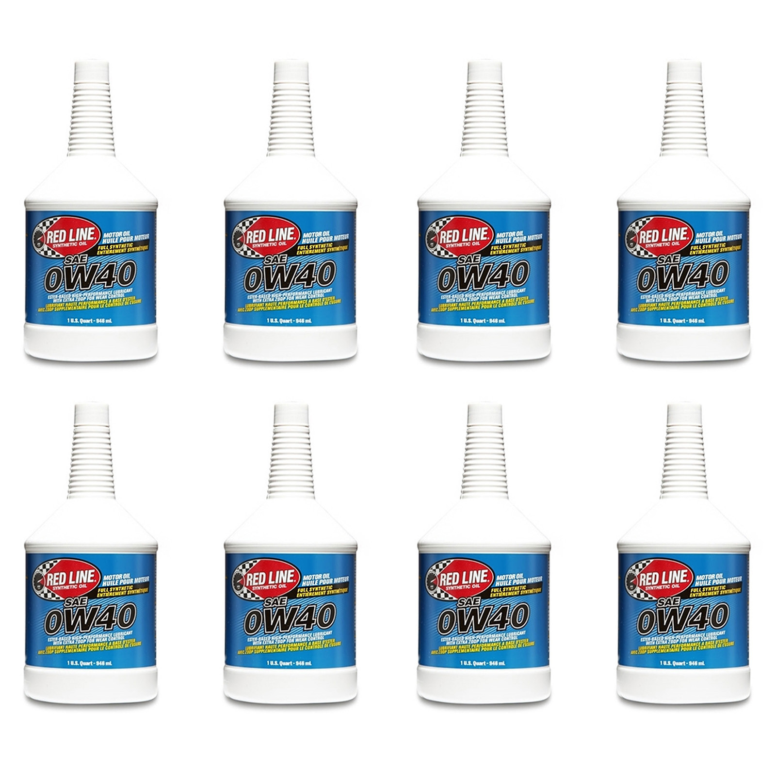 Red Line Oil 11104 Set of 8 Full Synthetic Ester Formula 0W40 Motor Oil, 1 Quart