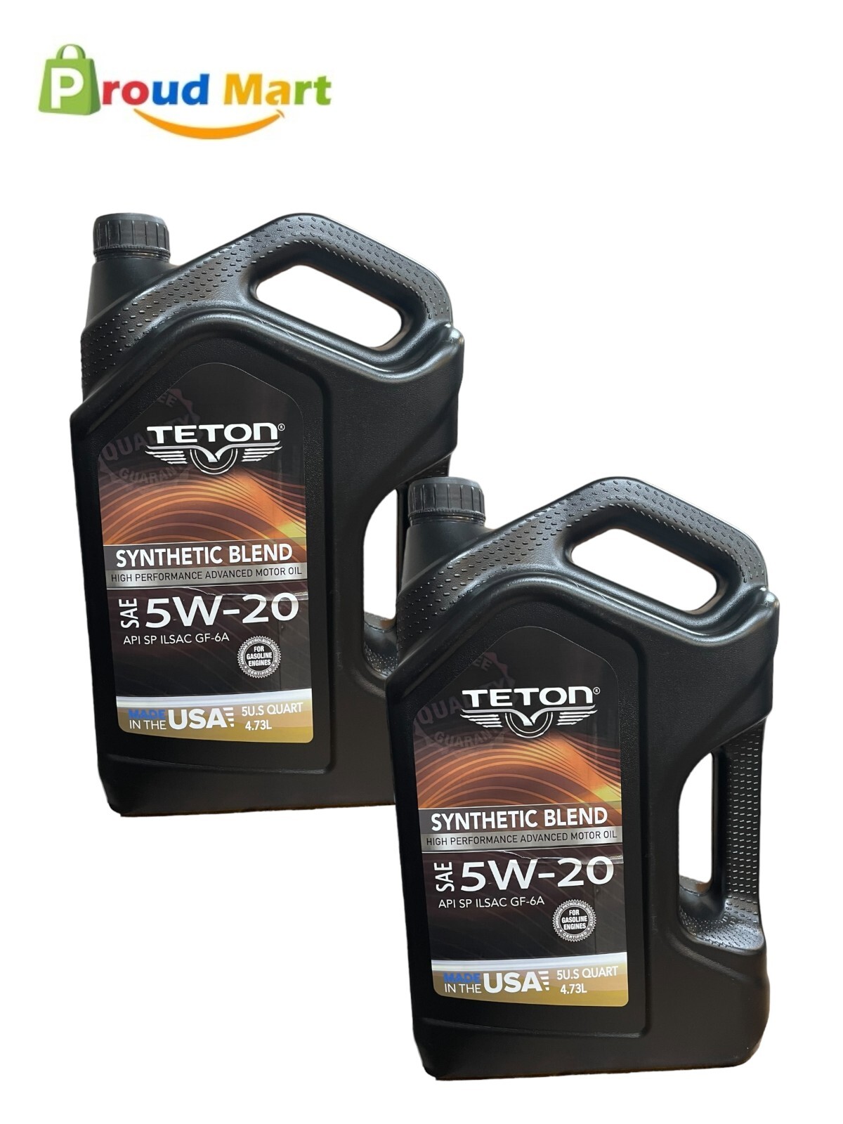 Lot of 2 Teton 5W-20 Synthetic Blend Advanced Motor Oil 5 Quarts Made in USA