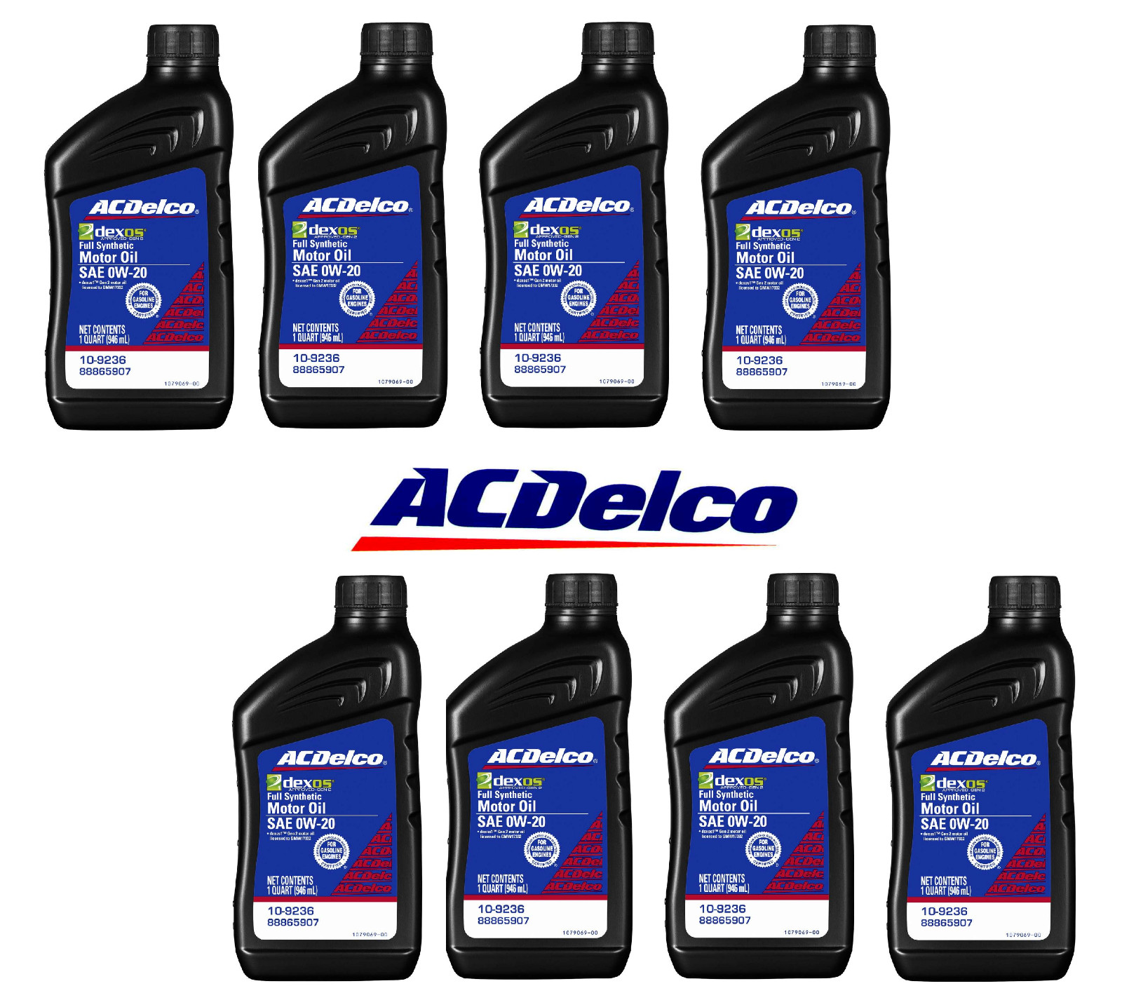 8 Quarts – ACDelco GM OE FULL SYNTHETIC SAE 0W-20 GEN 2 Dexos1 Motor Oil 10-9236