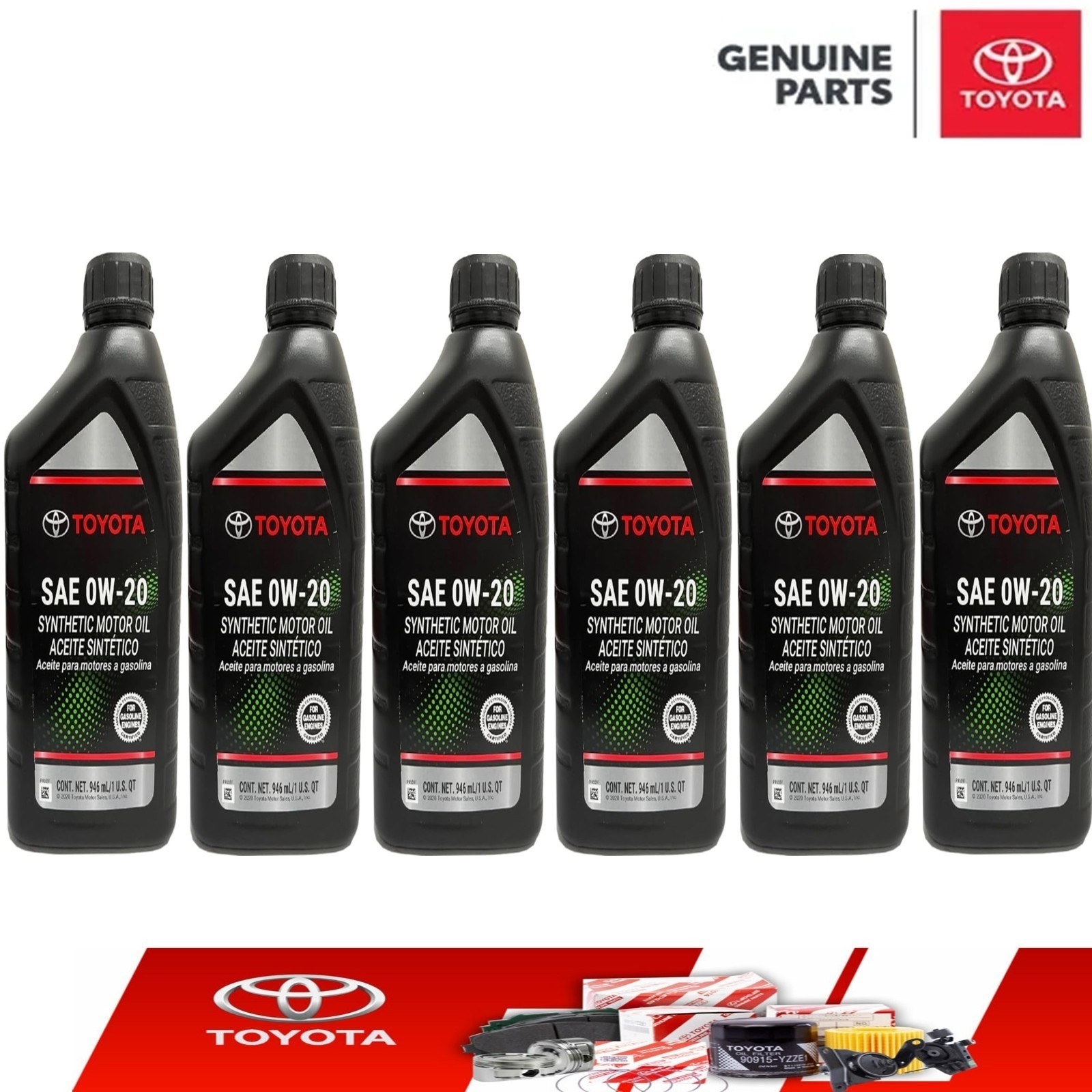 6 Pack Toyota Lexus Genuine 0W20 Synthetic Motor Oil OEM 00279-0WQTE