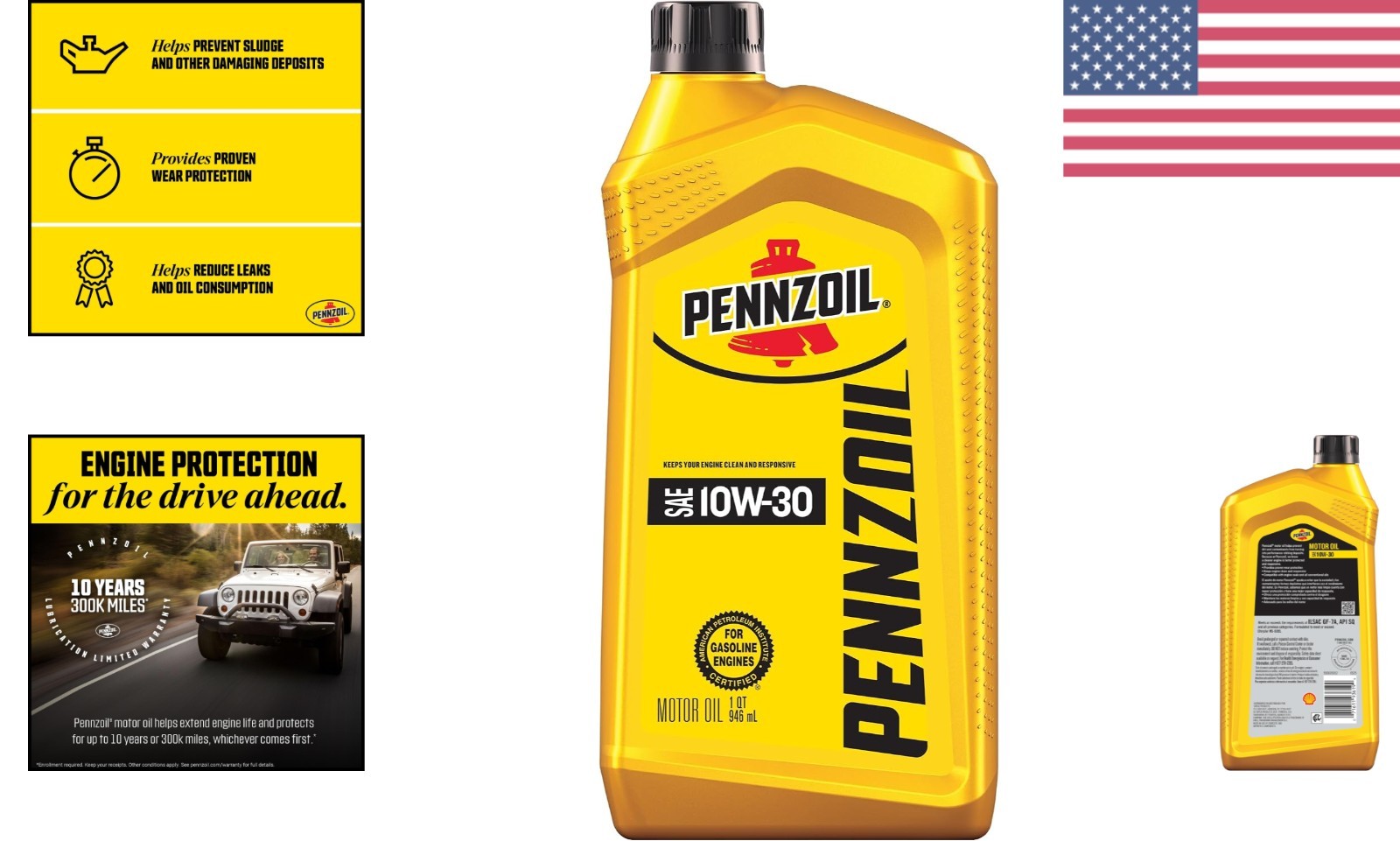 Pennzoil 10W-30 Conventional Motor Oil – 1 Quart for Universal Fit Vehicles