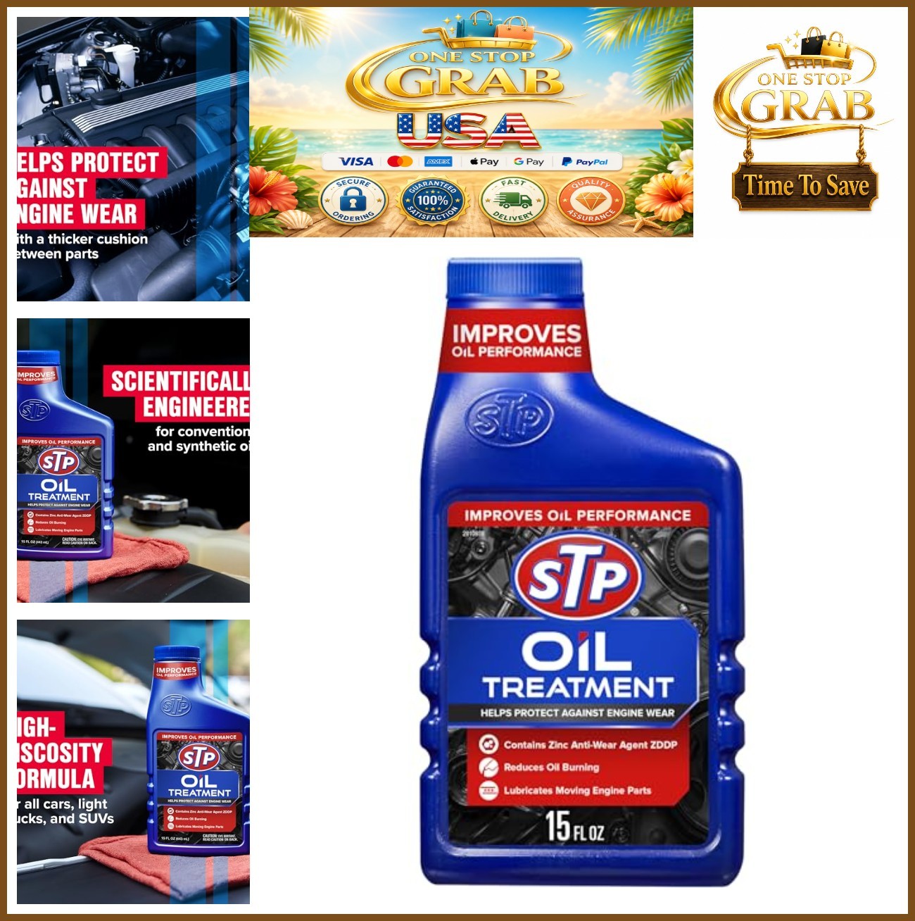 Engine Oil Treatment Additive 15 Oz High Viscosity ZDDP Conventional Synthetic