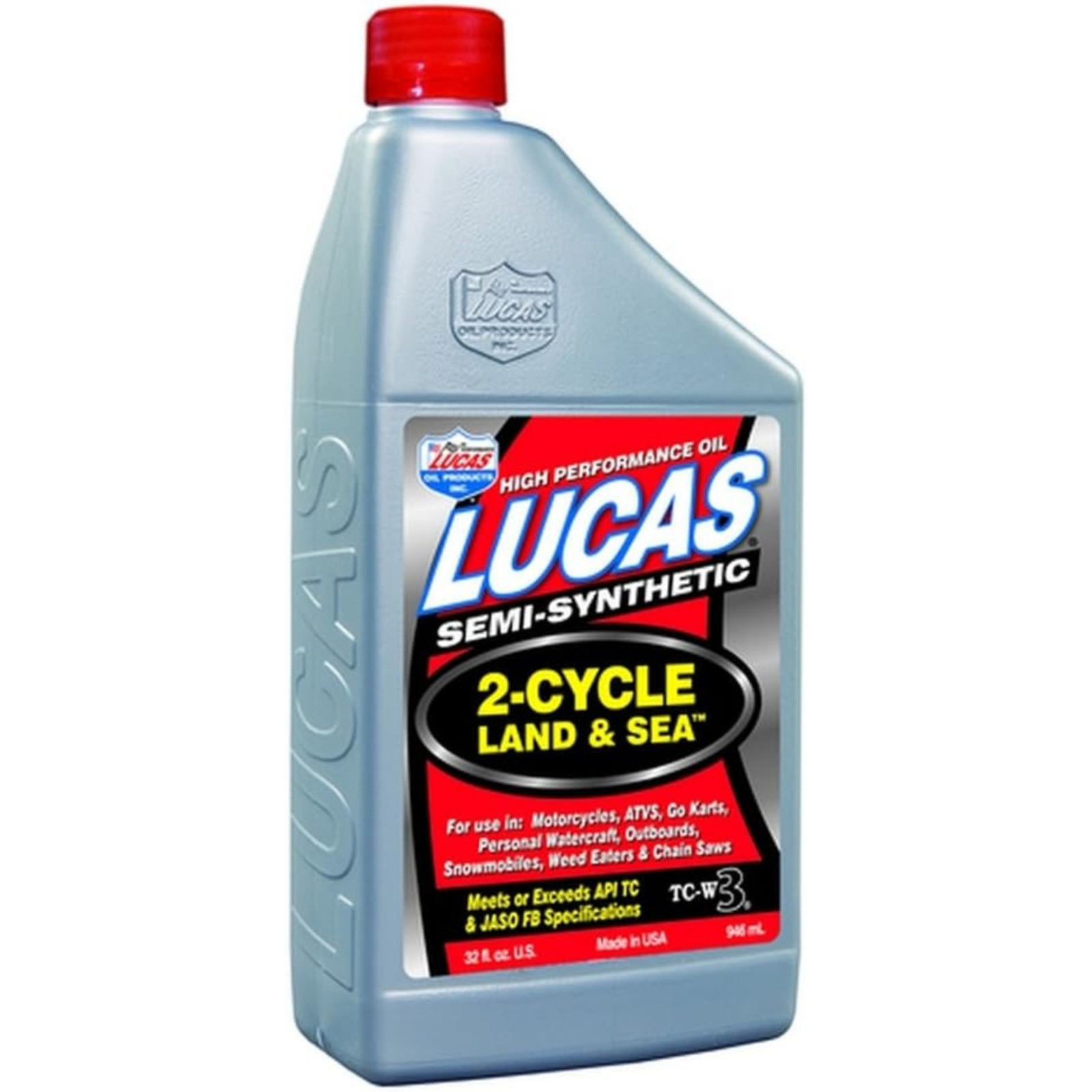 Lucas Oil 10467 Semi-Synthetic 2-Cycle Land & Sea Oil TC-W3, 1 Quart Bottle