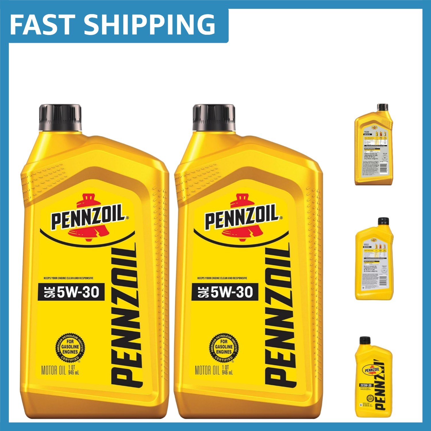 5W-30 Motor Oil 2-Pack in 1-Quart Bottles for All Car and Truck Engines