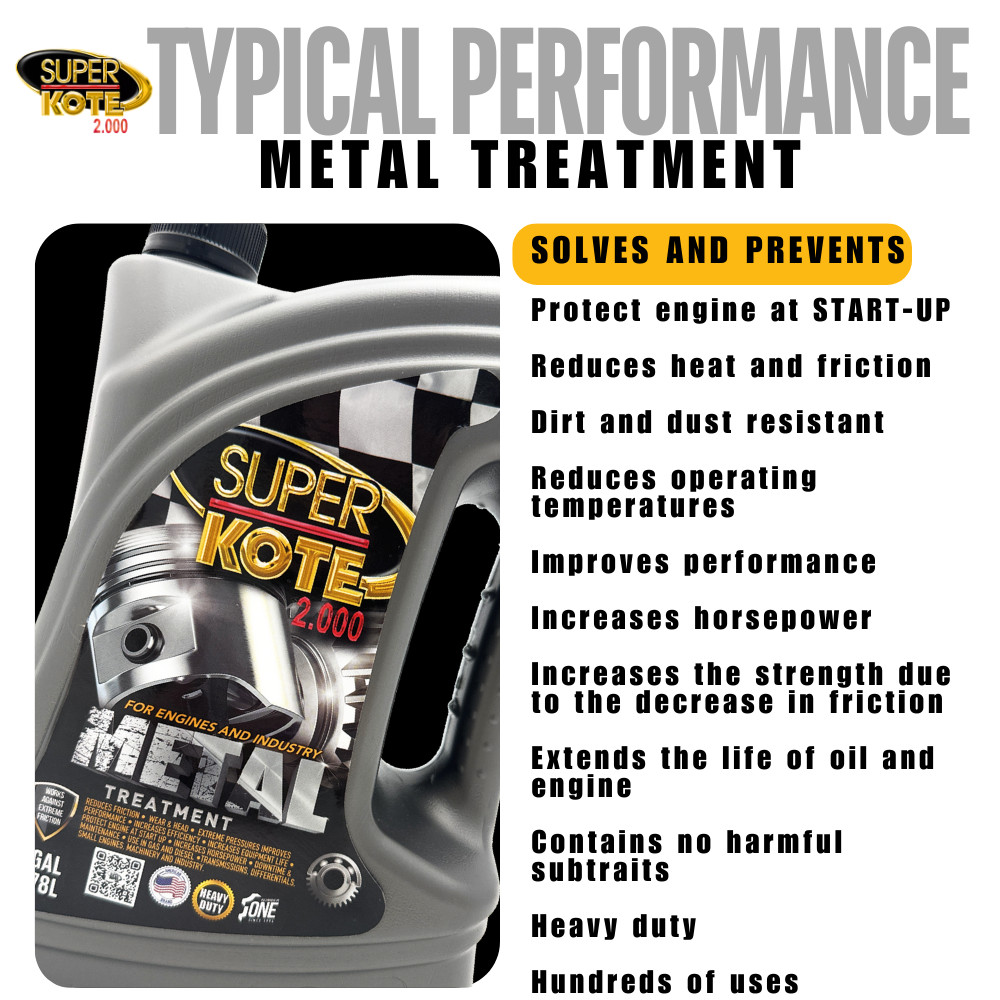 SUPERKOTE 2000 Super Lubricant Heavy Duty Anti Friction Engine Treatment 1Q
