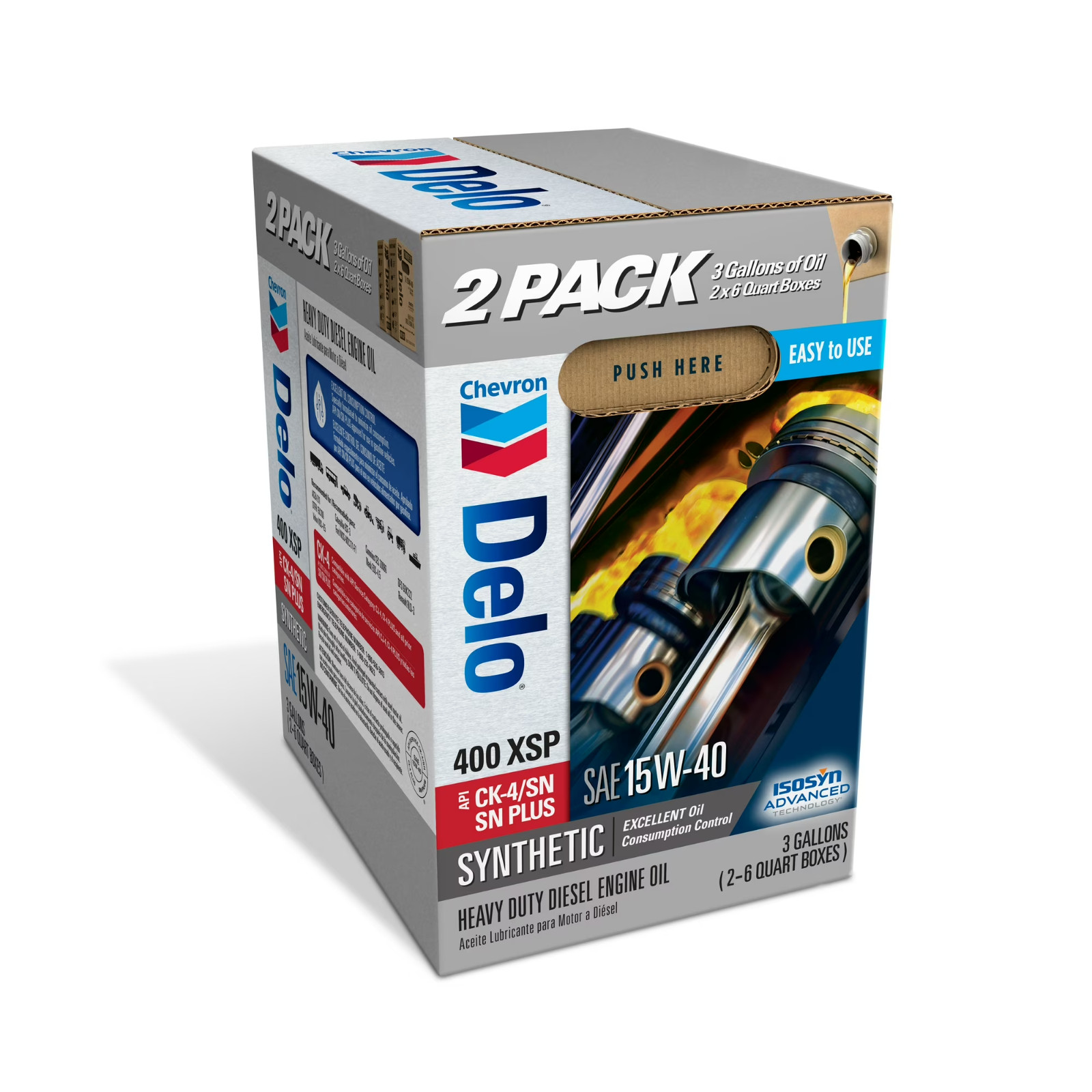 DELO XSP Full Synthetic Diesel Motor Oil SAE 15W-40 3 Gallon Smart Change Case