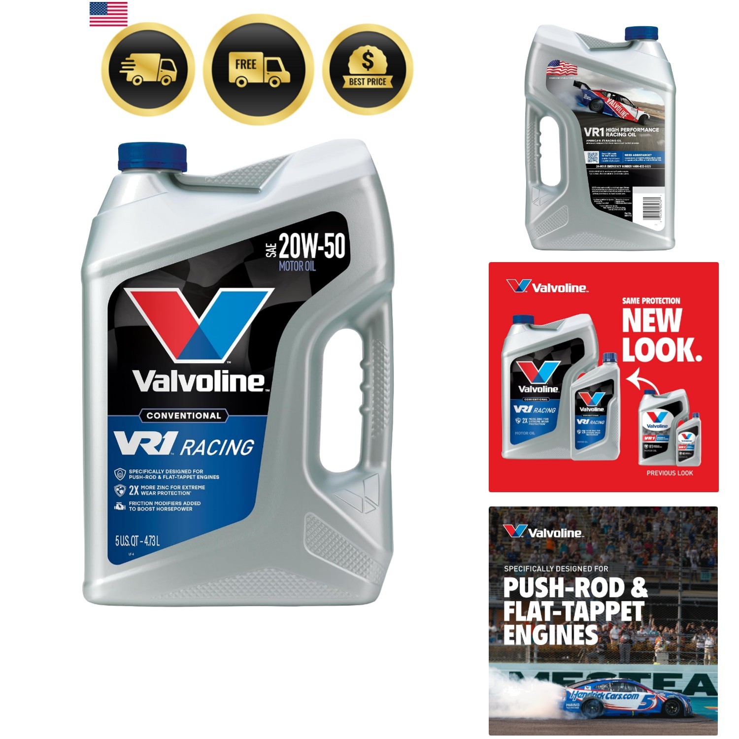 VR1 Racing SAE 20W-50 Motor Oil 5 QT