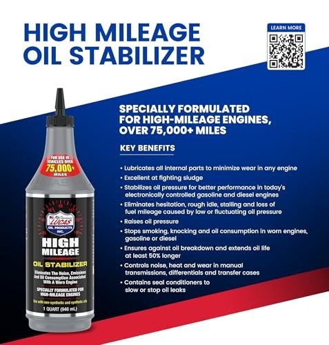 Lucas Oil 10118 High Mileage Oil Stabilizer – 1 Quart (Pack of 12)