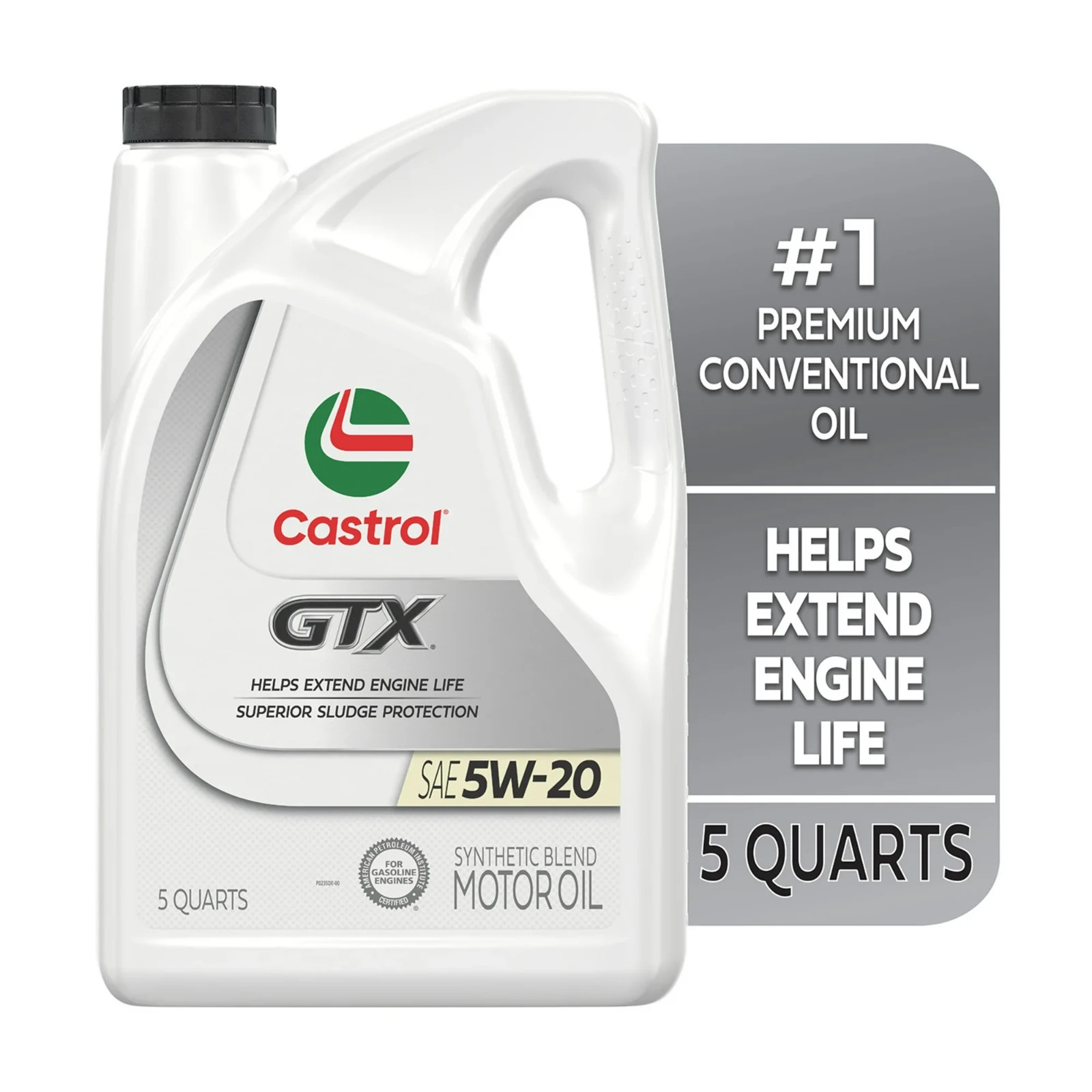 2 Packs Castrol GTX 5W-20 Synthetic Blend Motor Oil, 5 Quarts