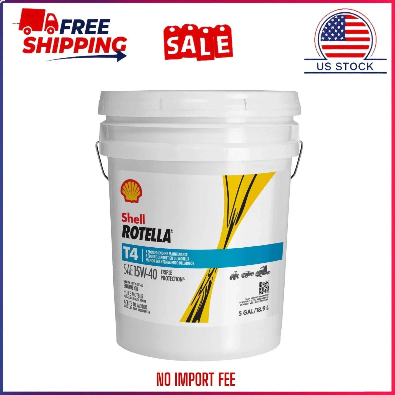 Shell ROTELLA T4 Triple Protection Diesel Conventional Engine Oil 15W-40